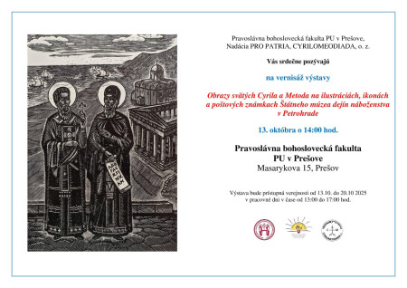 Výstava Obrazy svätých Cyrila a Metoda na ilustráciách, ikonách a poštových známkach – 13. 10. 2025 v Prešove