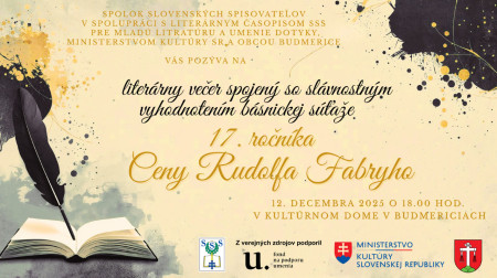 Literárny večer spojený so slávnostným vyhodnotením básnickej súťaže Cena Rudolfa Fabryho 2025 v Budmeriacich