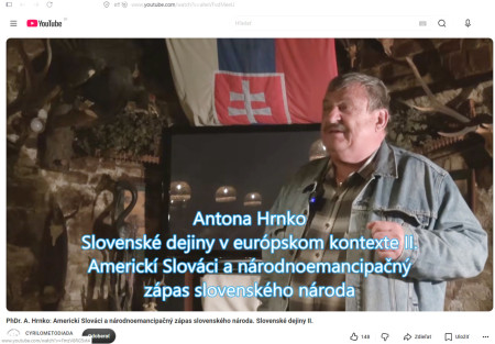 Anton Hrnko: Americkí Slováci a národnoemancipačný zápas slovenského národa (záznam z prednášky)
